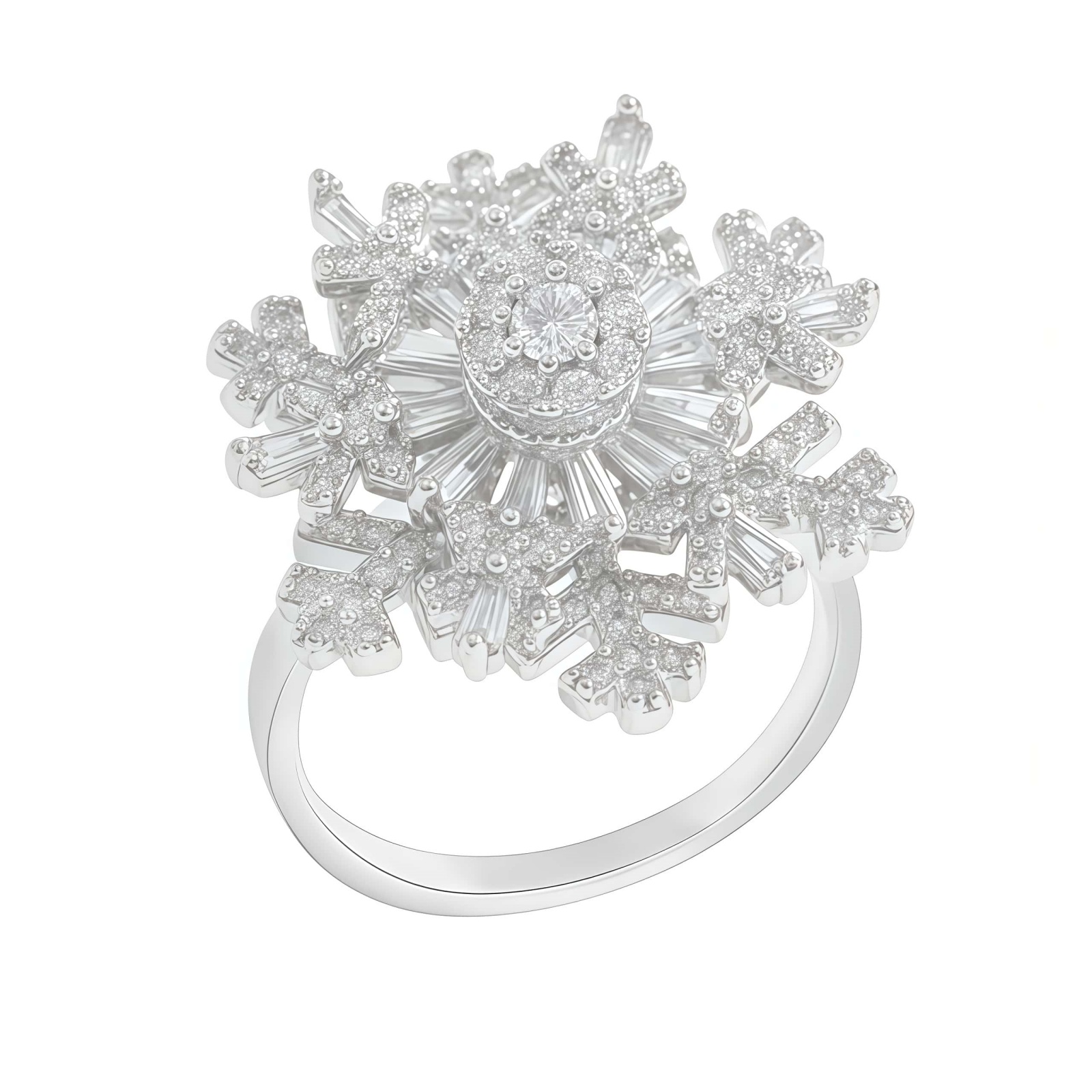 Luxury Rotatable Snowflake Ring Fashion Anti Stress Anxiety Fidget Spinner